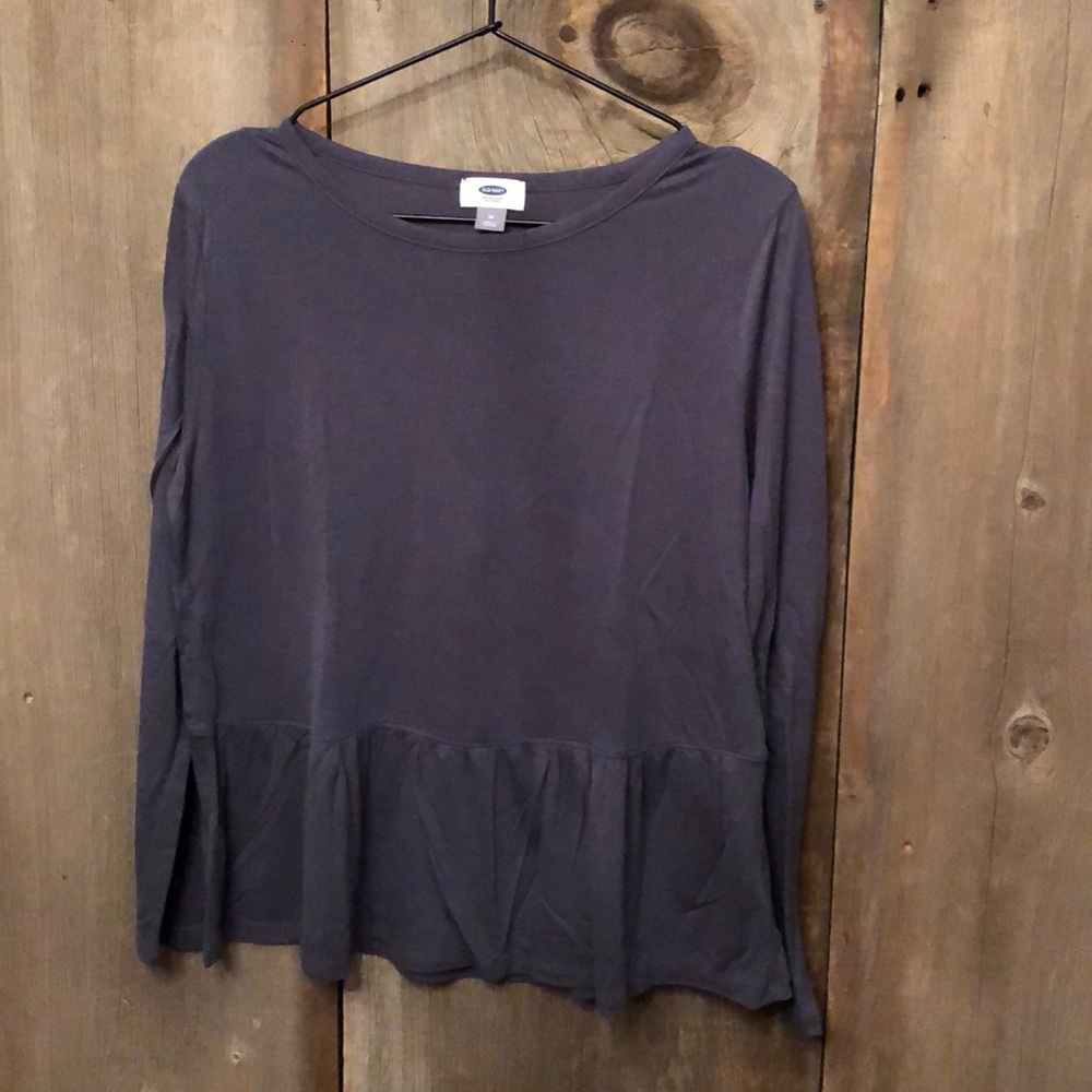 Old Navy Gray Peplum Top Size Medium
